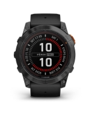 LittleWoods Garmin Fenix 7X Pro Solar - Slate Grey Stainless Steel, Black Band