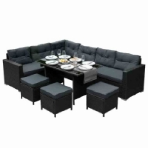 RobertDyas  Jardi Rattan Corner Sofa Set - Black