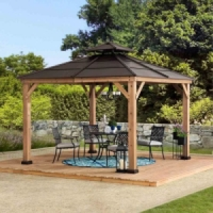 RobertDyas  Sunjoy Cedar wood Gazebo PAPS - 335cm x 335cm, Brown