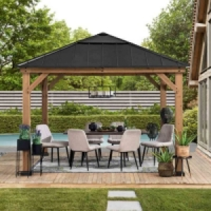 RobertDyas  Sunjoy Cedar wood Gazebo PIRIN - 336cm x 336cm, Anthracite