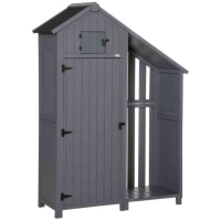 RobertDyas  Outsunny Garden Wooden Tool Shed w/ 3 Shelves - Grey