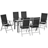 RobertDyas  Outsunny 7pc Outdoor Table and 6 Chair Set - Aluminium/Black