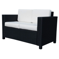 QDStores  Outsunny Wicker Garden 2-Seater Double Couch Loveseat Black
