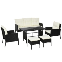 QDStores  Outsunny 5 Seater Rattan Garden Furniture Set