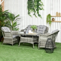 QDStores  Outsunny 4-Seater PE Rattan Garden Furniture