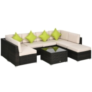 QDStores  Outsunny 7-Seater PE Rattan Corner Sofa Set