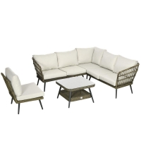 QDStores  Outsunny 6-Seater Outdoor Rattan Corner Sofa