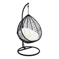 QDStores  Classic Rattan Garden Cocoon Swing Seat by Wensum with White