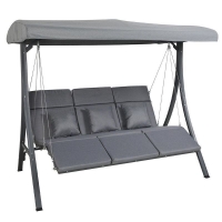 QDStores  Garden Swing Seat by Wensum - 3 Seats Grey Cushions