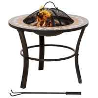 QDStores  Outsunny 60cm Outdoor Fire Pit Table With Mosaic Outer