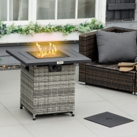 QDStores  Outsunny Outdoor PE Rattan Gas Fire Pit Table