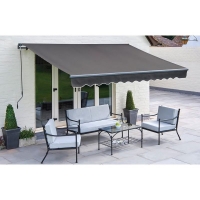QDStores  Easy Fit Garden Awning by Greenhurst 2.5 x 2M Plain Charcoal