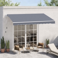 QDStores  Outsunny Manual Retractable Awning Size (4M X3M)-Grey