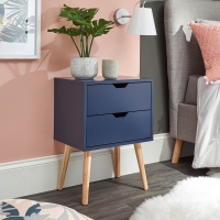 QDStores  Nyborg Bedside Table Blue 2 Drawers