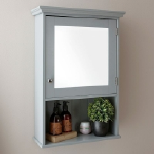 QDStores  Colonial Bathroom Cabinet Grey 1 Door 3 Shelves