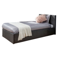 QDStores  Winston Single Ottoman Bed Fabric Grey 3 x 7ft