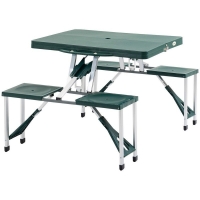 QDStores  Outsunny Abs Aluminum Portable Picnic Table Bench Set Green