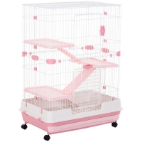 QDStores  4 Tier Small Animal Cage White & Pink by Pawhut