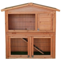 QDStores  Wensum FSC Wood 2 Storey Rabbit Hutch 03 with Play Area