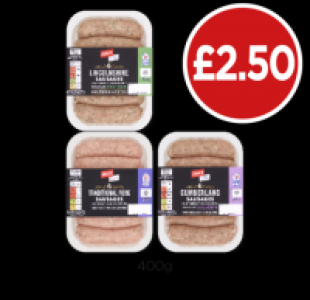 Budgens  Jacks Sausages Traditional, Lincolnshire, Cumberland