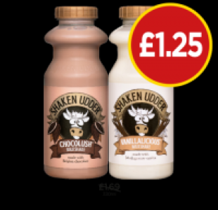 Budgens  Shaken Udder Milkshakes Chocolush, Vanillalicious