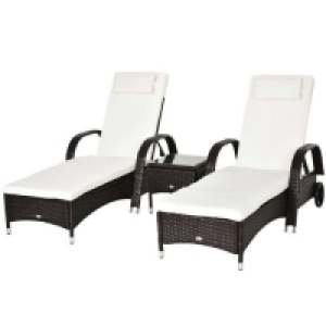 Outsunny Rattan Sun Lounger Set with Side Table - Brown £214.99