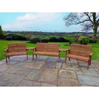 QDStores  Swedish Redwood Angled Garden Tete a Tete by Croft - 7 Seats