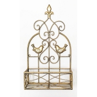 QDStores  Planter Metal Gold with Bird Pattern Wall Mounted - 53.3cm