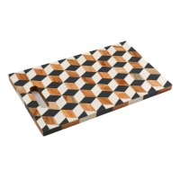 QDStores  Tray Black & White with Geometric Pattern - 40cm