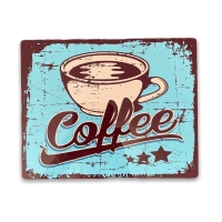 QDStores  Vintage Coffee Sign Metal Wall Mounted - 27cm