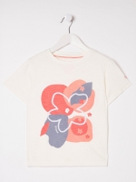 LittleWoods Fatface Girls Abstract Floral Tshirt - Natural White
