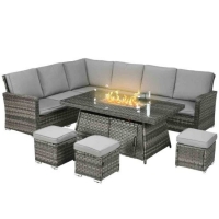 RobertDyas  Outsunny 7pc Furniture Set w/ 50k BTU Gas Fire Pit Table