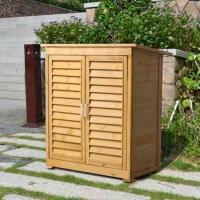RobertDyas  Livingandhome Wood Storage Cabinet Garden Tool Shed Yellow