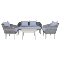 QDStores  Garden Furniture Set by Wensum - 4 Seats Grey Cushions