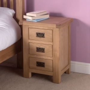 QDStores  Cotswold Oak Bedside table Natural 3 Drawers