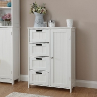 QDStores  Colonial Bathroom Cabinet White 1 Door 2 Shelves 4 Drawers