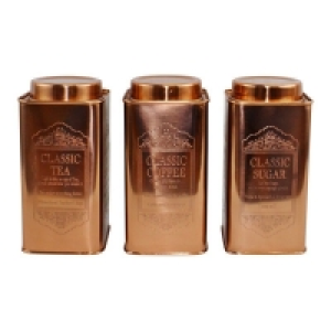 QDStores  3 x Metal Tins Twist Lid 5.7 Litres - Copper