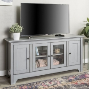 QDStores  Rustic Large Sideboard Grey 4 Doors 8 Shelves