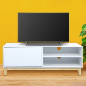 QDStores  Malmo Large TV Unit White 1 Door 2 Shelves
