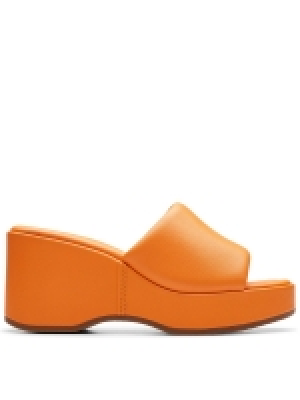 LittleWoods Clarks Manon Glide Leather Wedged Sandals - Orange