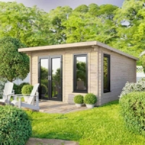 RobertDyas  Power 12x14 Pent Log Cabin - Left Hand Door