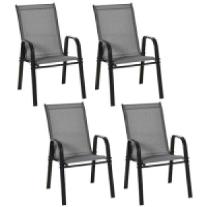 RobertDyas  Outsunny 4x Garden Dining Chair Set w/High Back Armrest Grey