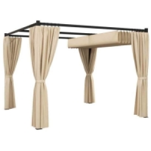RobertDyas  Outsunny 3x3m Retractable Pergola Canopy w/ Curtains - Beige