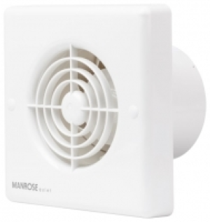 Manrose White Quiet Bathroom Extractor Fan - 100mm