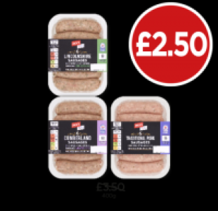 Jacks Sausages Lincolnshire, Cumberland, Traditional Pork £2.50