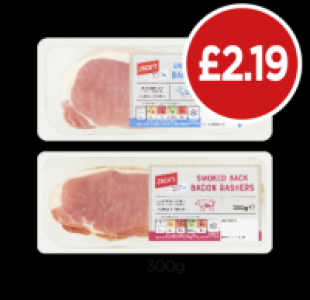 Jacks Back Bacon Rashers Smoked, Unsmoked £2.19