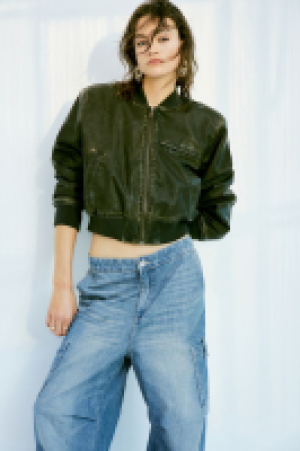 Denim parachute trousers