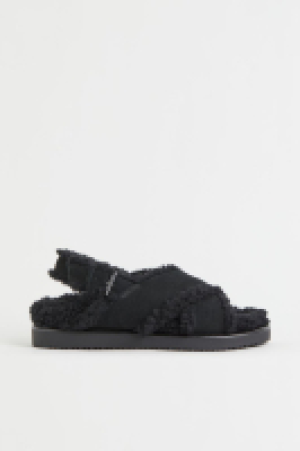 Teddy-lined suede sandals