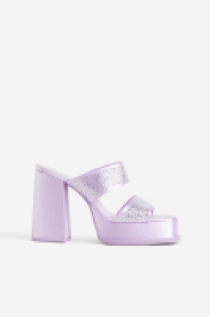 Rhinestone-embellished platform mules