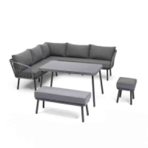 Home Detail Capri Grey Rope 5 PC Corner Garden Set & Cover